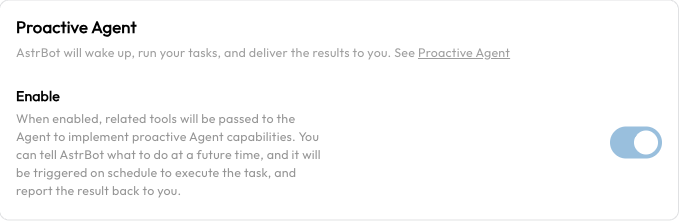 Proactive Agent configuration